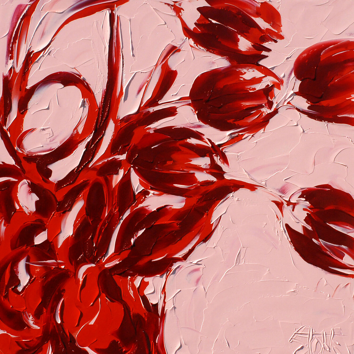 Red Tulips on Pink Bill Stone
