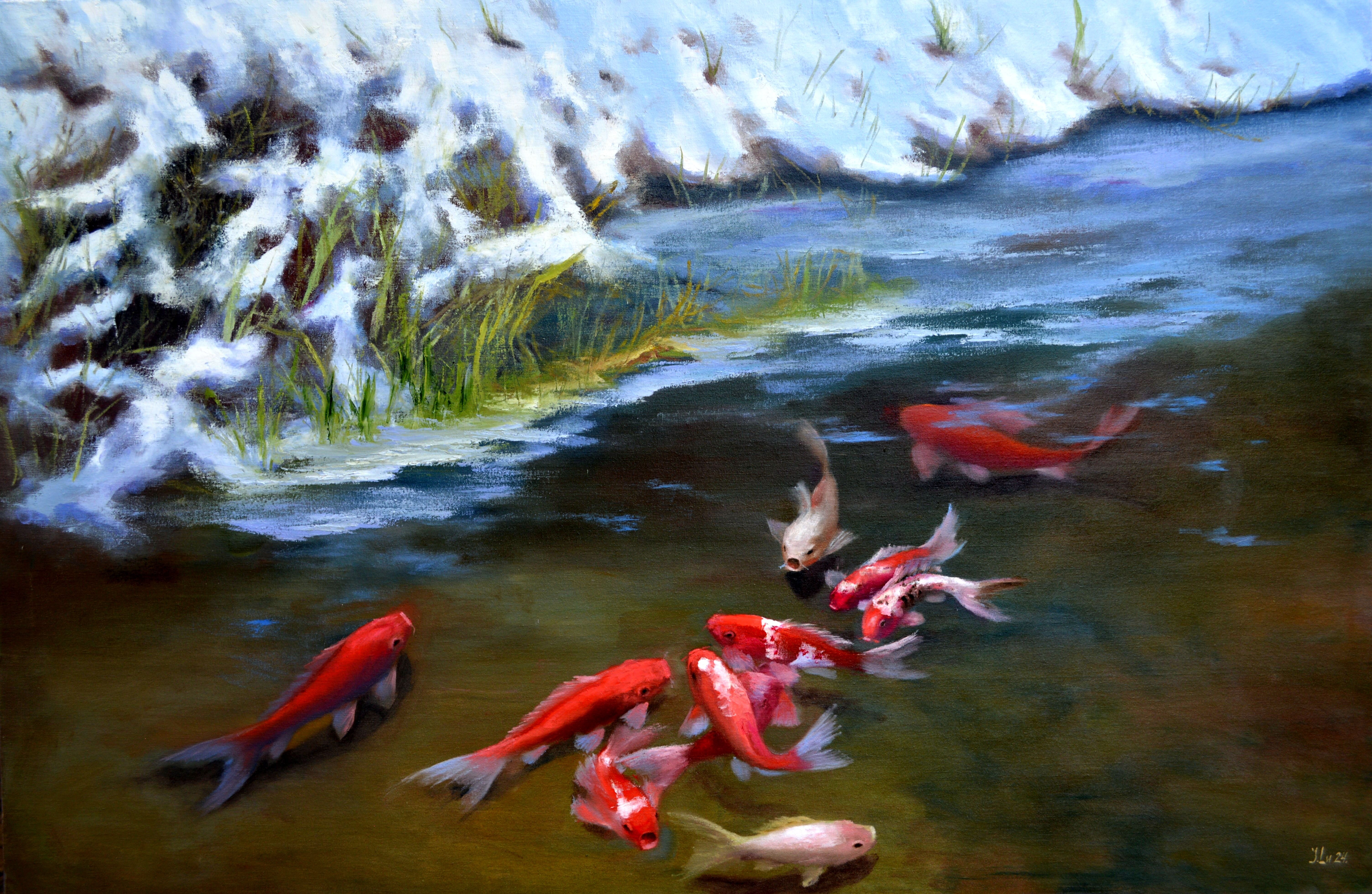 Thema Koi-Fisch Gemälde