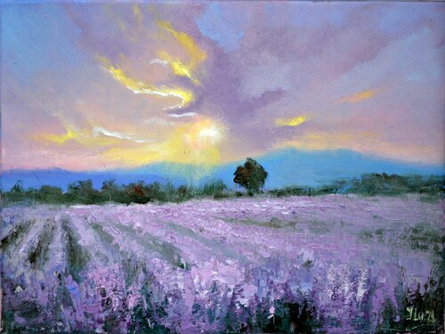 Evening lavender scent van Elena Lukina, Schilderij te koop op Singulart
