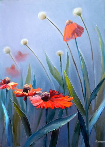 In Kingdom of gerbera par Elena Lukina, Peinture en vente sur Singulart