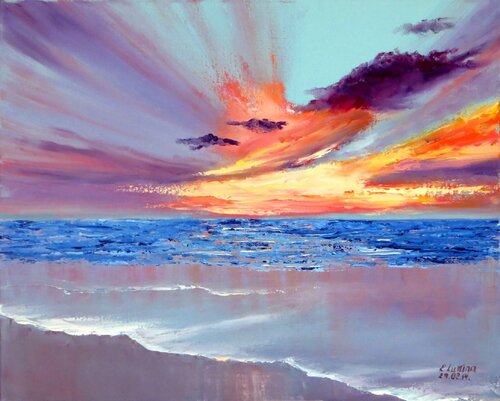 Picturesque sunset di Elena Lukina, Pittura in vendita su Singulart