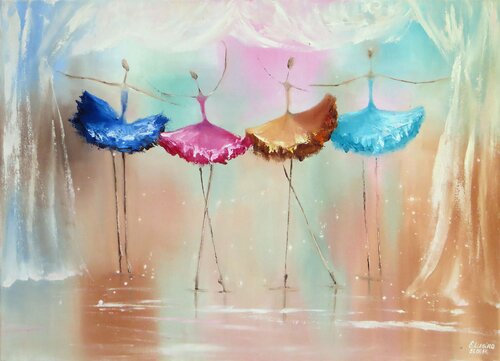 Little ballet dancers di Elena Lukina, Pittura in vendita su Singulart