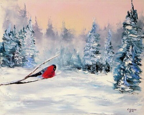 Winter forest van Elena Lukina, Schilderij te koop op Singulart