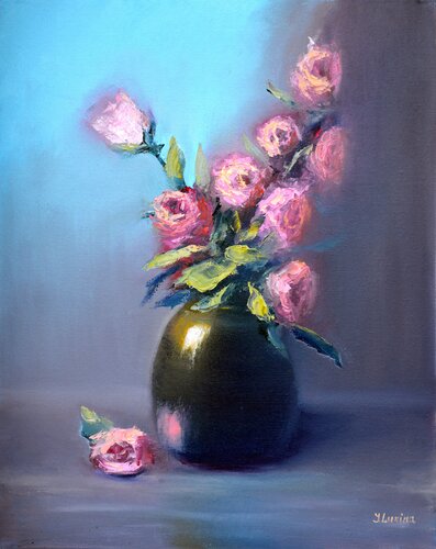 Gentle pink roses von Elena Lukina, Malerei kaufen auf Singulart
