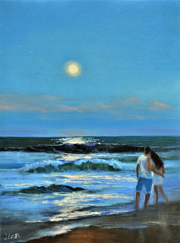 Romantic blues 40X30 van Elena Lukina, Schilderij te koop op Singulart