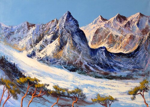 Snow-capped peaks van Elena Lukina, Schilderij te koop op Singulart