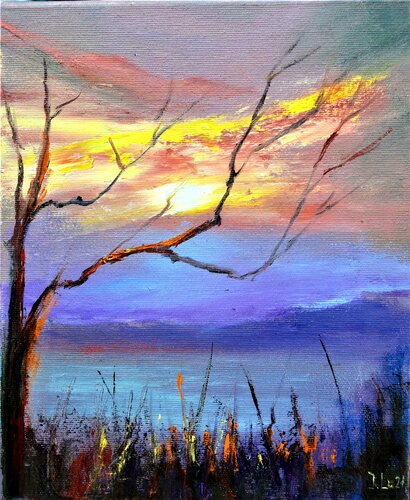 Seeing off the sun by Elena Lukina, Painting for Sale on Singulart
