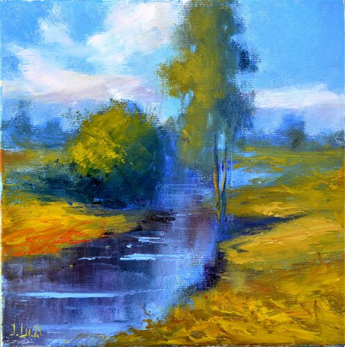 A rural landscape van Elena Lukina, Schilderij te koop op Singulart
