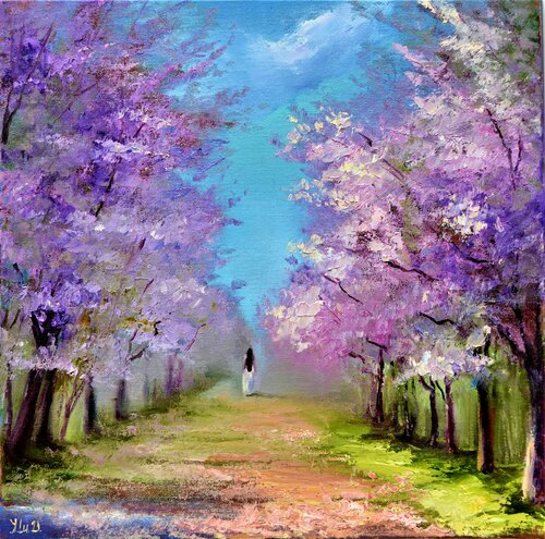 Lilac Alley di Elena Lukina, Pittura in vendita su Singulart