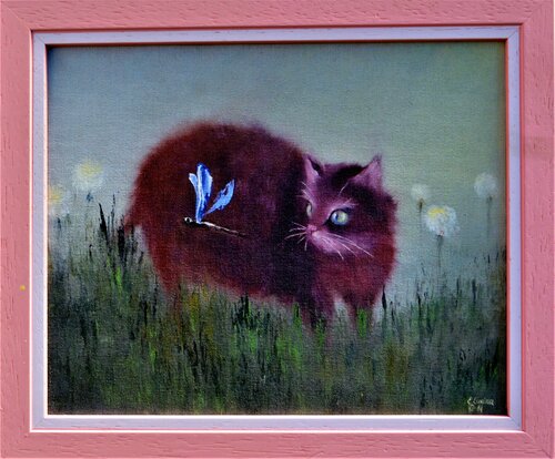 Cat and dragonfly Elena Lukina