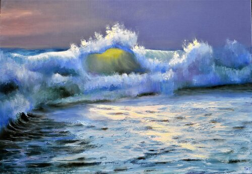 The last ray of light at sunset de Elena Lukina, Pintura a la venta en Singulart