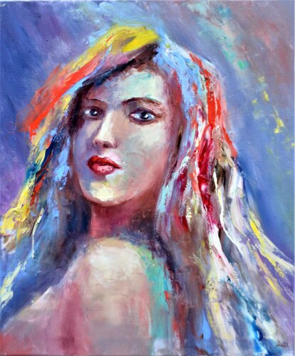 Colorful woman portrait von Elena Lukina, Malerei kaufen auf Singulart