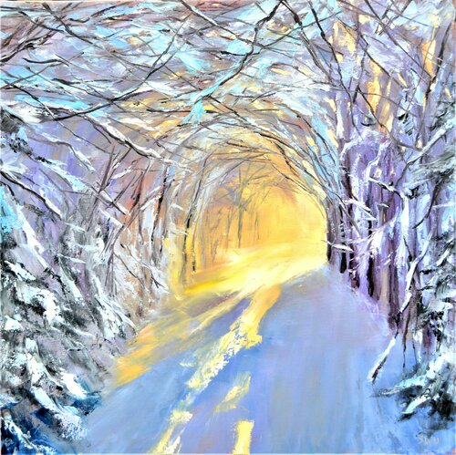 Snow alley par Elena Lukina, Peinture en vente sur Singulart