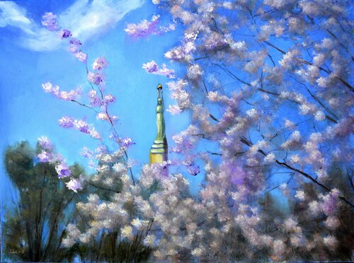 Riga city. Spring. de Elena Lukina, Pintura a la venta en Singulart