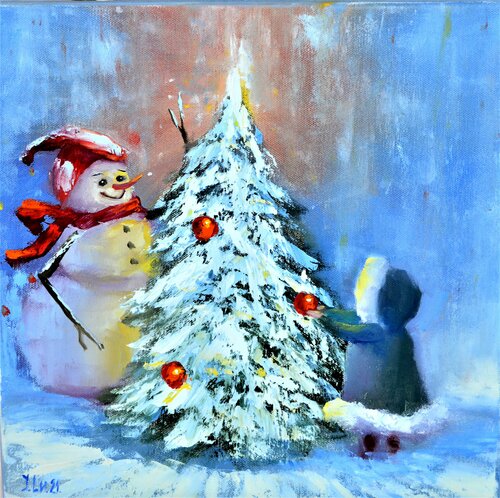 Light the Christmas Tree! di Elena Lukina, Pittura in vendita su Singulart