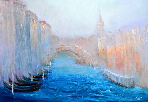 Venice in the fog di Elena Lukina, Pittura in vendita su Singulart