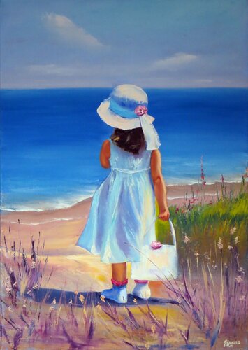 To the beach! di Elena Lukina, Pittura in vendita su Singulart