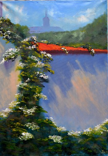 City flower garden di Elena Lukina, Pittura in vendita su Singulart