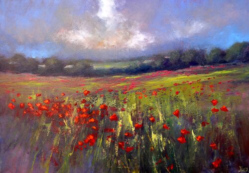 Landscape with poppy field Elena Lukina