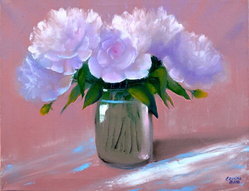 Delicate peonies di Elena Lukina, Pittura in vendita su Singulart