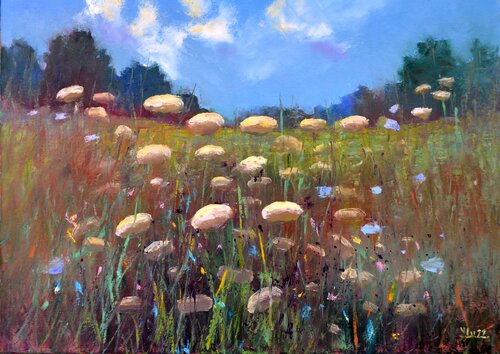 Landscape with meadow van Elena Lukina, Schilderij te koop op Singulart