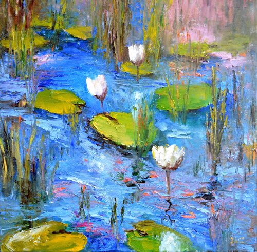 WHITE LILY POND von Elena Lukina, Malerei kaufen auf Singulart