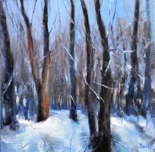 Forest in January days de Elena Lukina, Pintura a la venta en Singulart