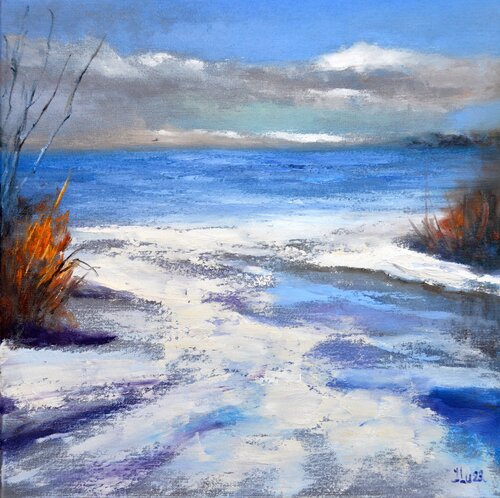Winter coast by Elena Lukina, Painting for Sale on Singulart