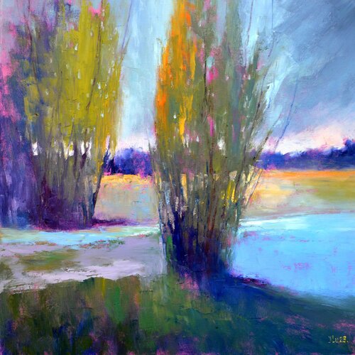 Evening colors by the river von Elena Lukina, Malerei kaufen auf Singulart