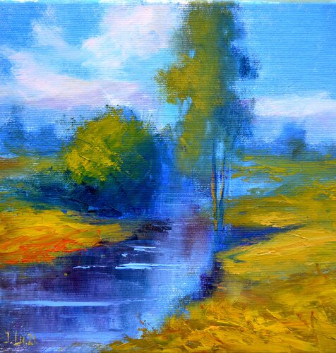 A rural landscape van Elena Lukina, Schilderij te koop op Singulart