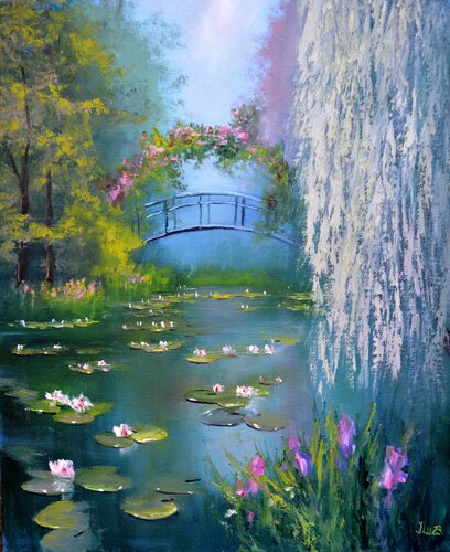 Pond in spring von Elena Lukina, Malerei kaufen auf Singulart