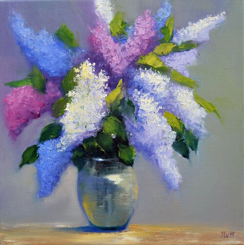 Bouquet of lilacs 40Х40 van Elena Lukina, Schilderij te koop op Singulart