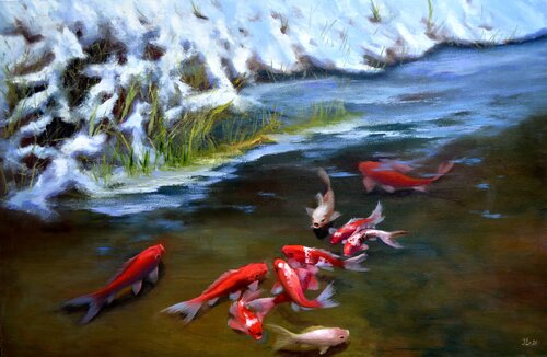 THE THRESHOLD OF AWAKENING: THE WINTER EDGE van Elena Lukina, Schilderij te koop op Singulart