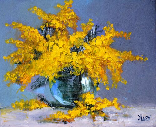 Bouquet of mimosa von Elena Lukina, Malerei kaufen auf Singulart