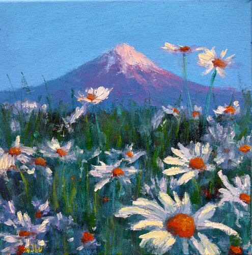 Chamomile meadow di Elena Lukina, Pittura in vendita su Singulart