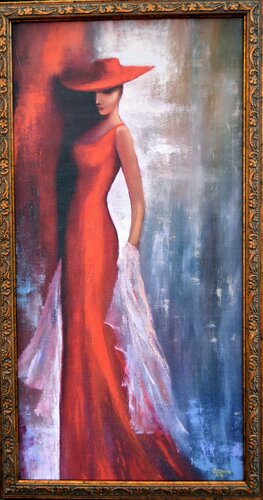 Lady in red von Elena Lukina, Druck kaufen auf Singulart