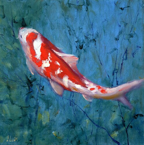 Red Koi carp von Elena Lukina, Malerei kaufen auf Singulart