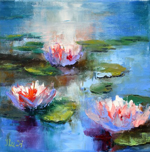 Sunny water lilies van Elena Lukina, Schilderij te koop op Singulart