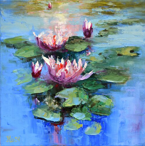Water lily inspiration van Elena Lukina, Schilderij te koop op Singulart