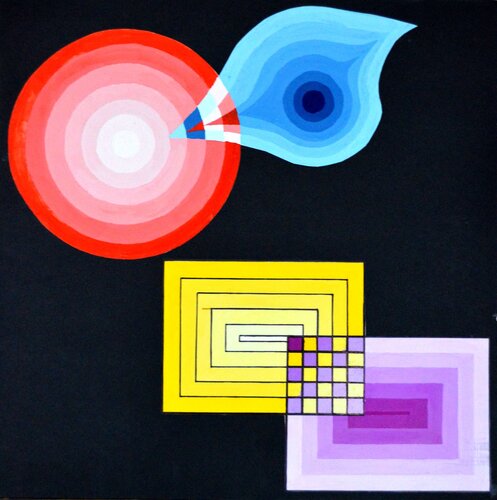 Graphic collage on black di Elena Lukina, Pittura in vendita su Singulart