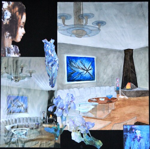 Collage, interior design graphics par Elena Lukina, Peinture en vente sur Singulart