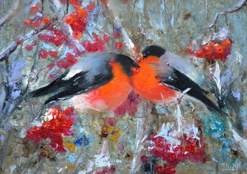 Happy bullfinches Elena Lukina