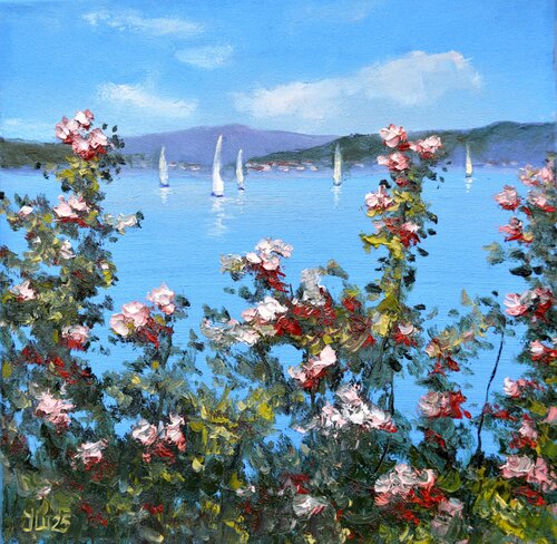 Romance of the sea 30X30 von Elena Lukina, Malerei kaufen auf Singulart