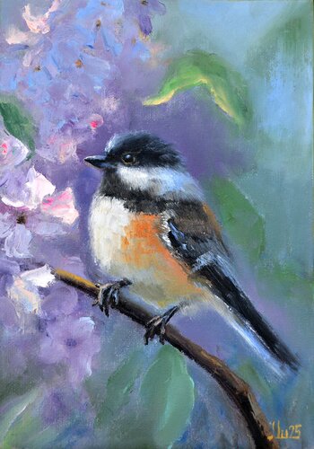 Bird in a Blooming Garden van Elena Lukina, Schilderij te koop op Singulart