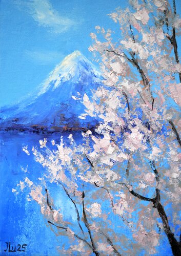 Spring at Mount Fuji di Elena Lukina, Pittura in vendita su Singulart