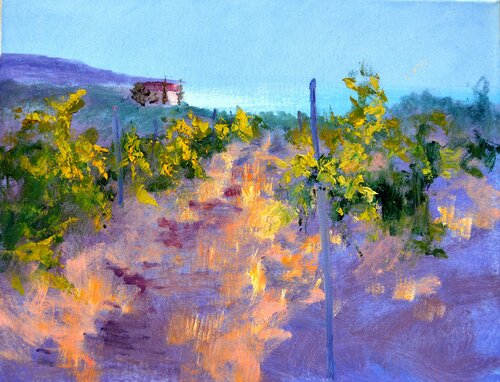The Solar Pulse: Vineyard Gold by Elena Lukina, Painting for Sale on Singulart