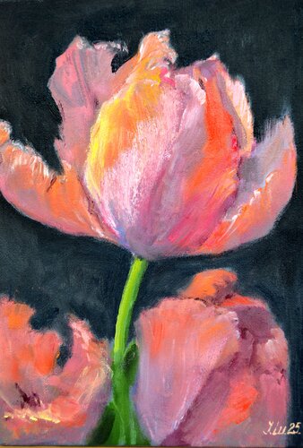 Coral tulips 1 van Elena Lukina, Schilderij te koop op Singulart