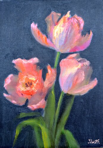 Coral tulips 2 di Elena Lukina, Pittura in vendita su Singulart