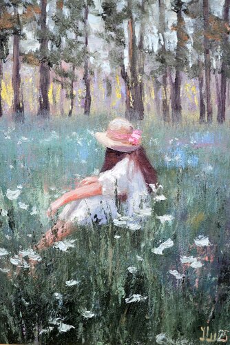 Dreams in the meadow van Elena Lukina, Schilderij te koop op Singulart