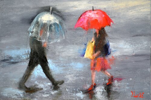 Two Under the Rain van Elena Lukina, Schilderij te koop op Singulart